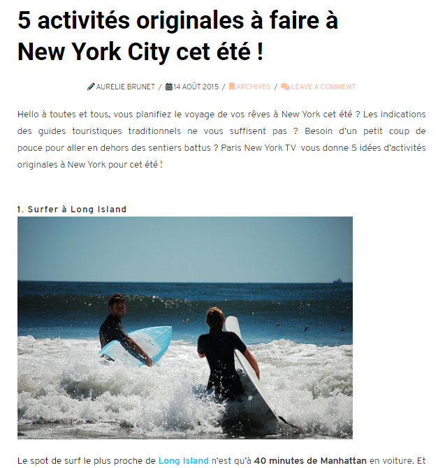 Hello Paris New York : 5 activites originales a faire cet ete !