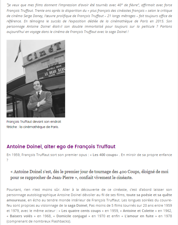 TouteLaCulture : Francois Truffaut a travers son double Antoine Doinel